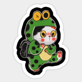 gato con pijama de rana Sticker